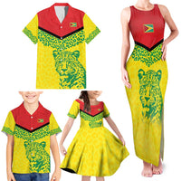 Custom Guyana Golden Jaguars Family Matching Tank Maxi Dress and Hawaiian Shirt Heritage Flame Edition - Wonder Print Shop