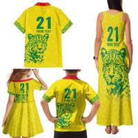Custom Guyana Golden Jaguars Family Matching Tank Maxi Dress and Hawaiian Shirt Heritage Flame Edition - Wonder Print Shop