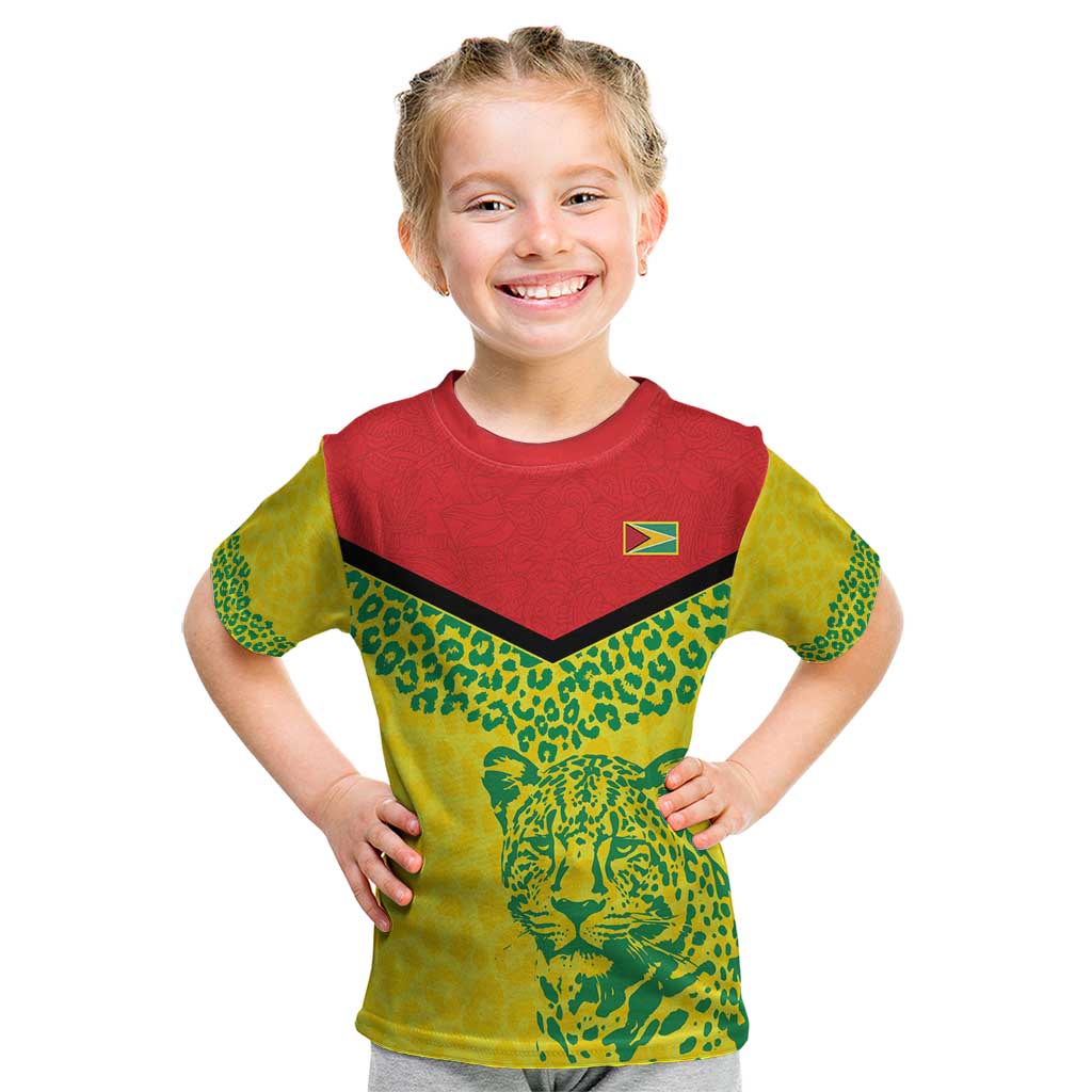 Custom Guyana Golden Jaguars Kid T Shirt Heritage Flame Edition - Wonder Print Shop