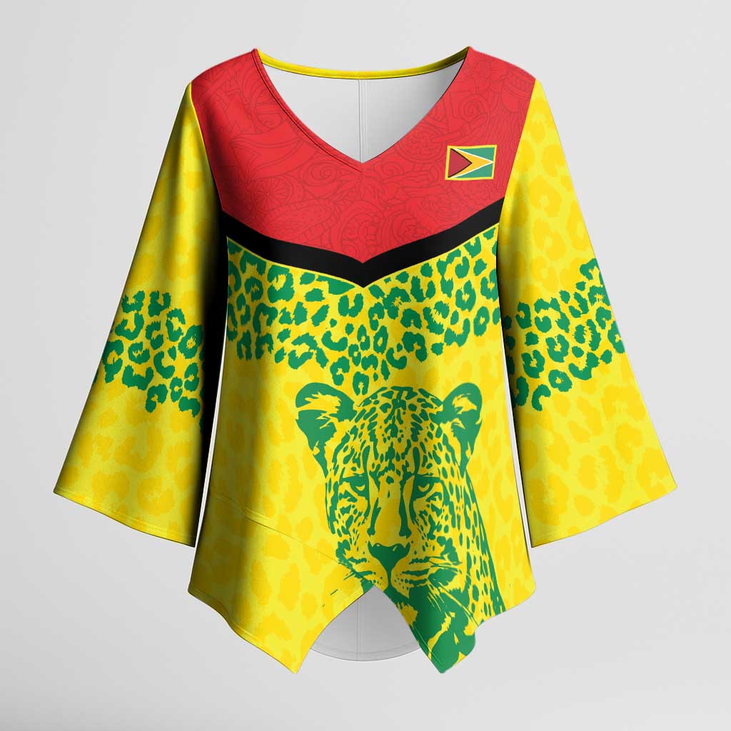Custom Guyana Golden Jaguars Kimono Sleeve Blouse Heritage Flame Edition - Wonder Print Shop