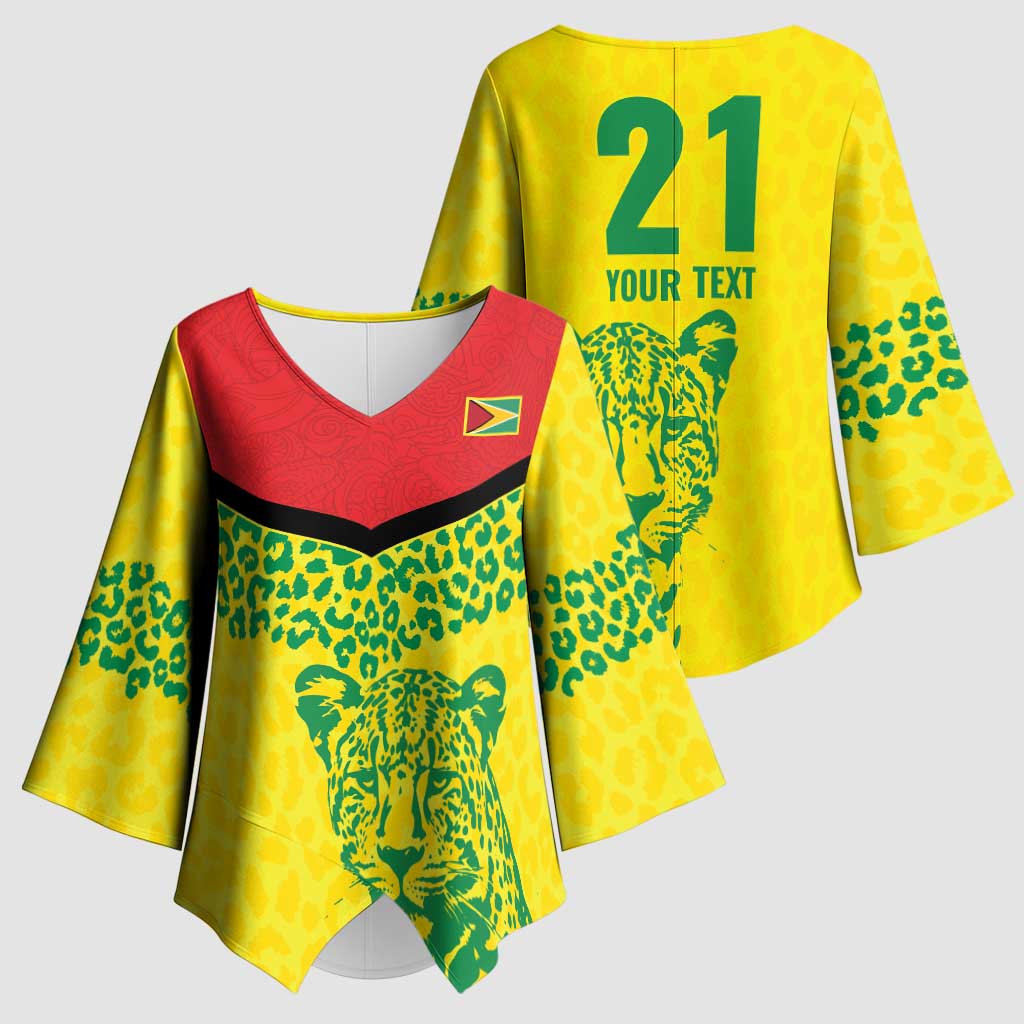 Custom Guyana Golden Jaguars Kimono Sleeve Blouse Heritage Flame Edition - Wonder Print Shop