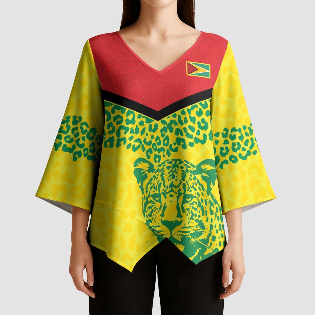 Custom Guyana Golden Jaguars Kimono Sleeve Blouse Heritage Flame Edition - Wonder Print Shop