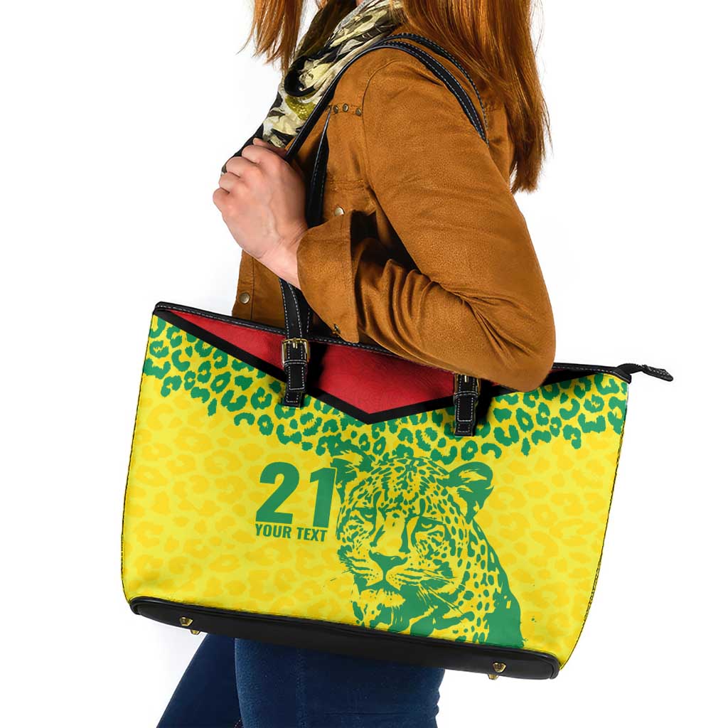 Custom Guyana Golden Jaguars Leather Tote Bag Heritage Flame Edition - Wonder Print Shop