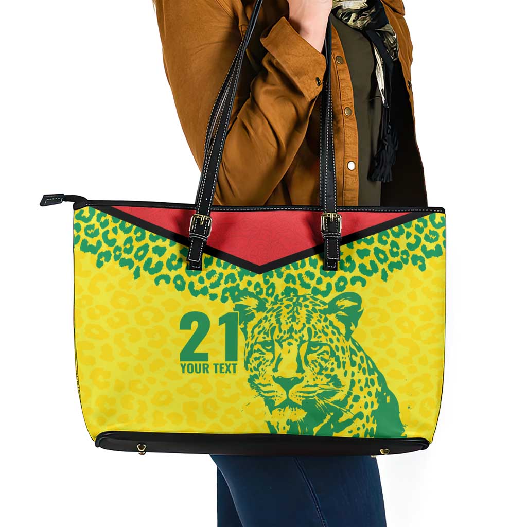 Custom Guyana Golden Jaguars Leather Tote Bag Heritage Flame Edition - Wonder Print Shop