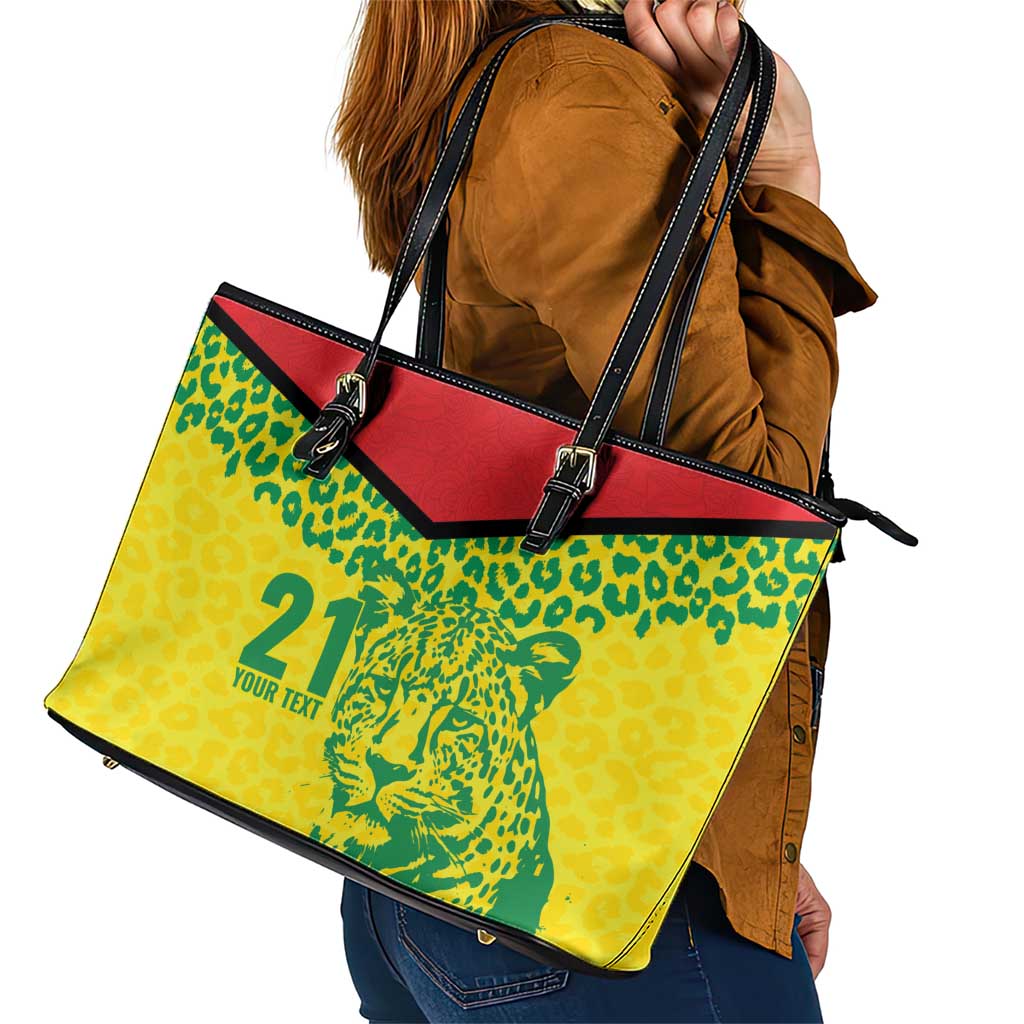 Custom Guyana Golden Jaguars Leather Tote Bag Heritage Flame Edition - Wonder Print Shop