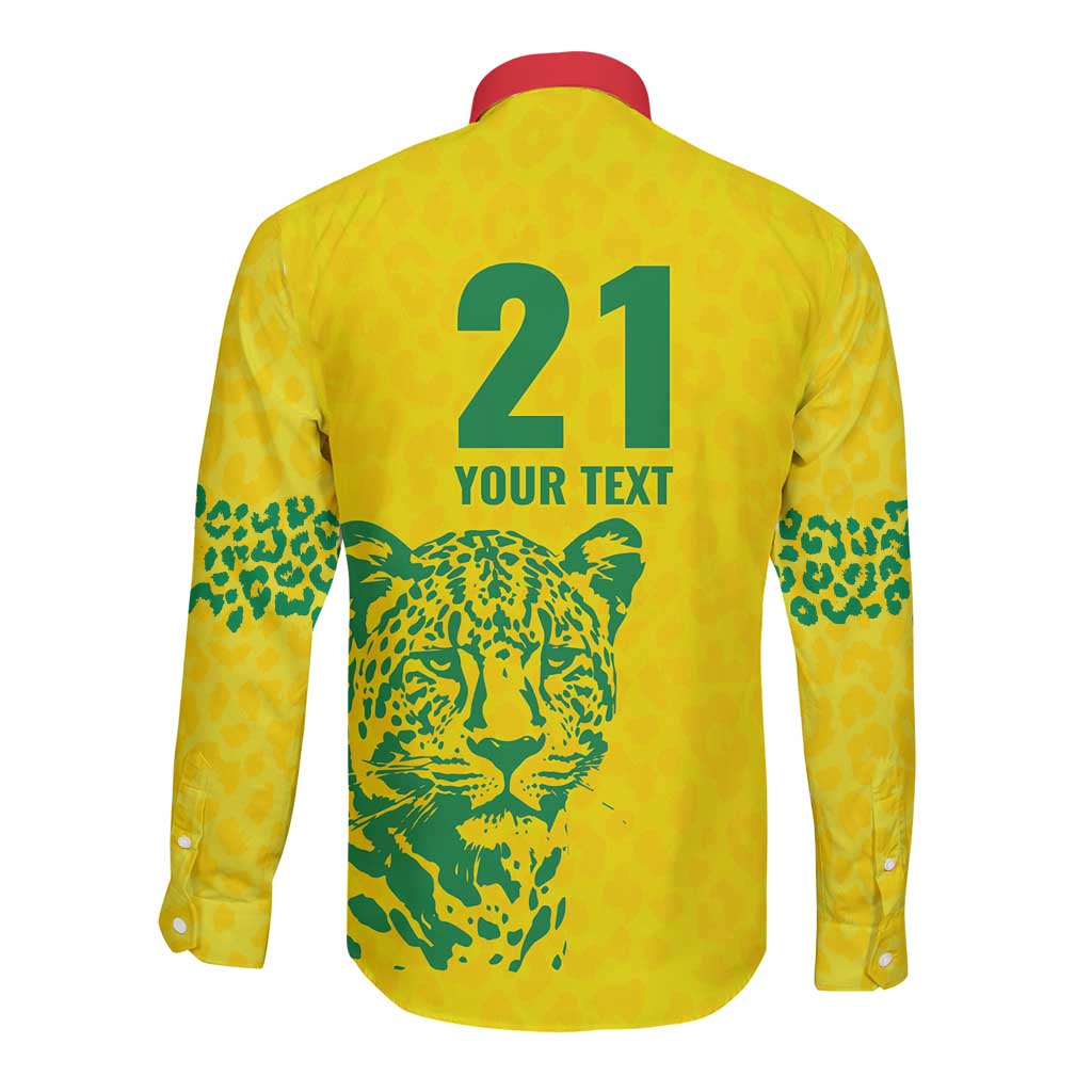 Custom Guyana Golden Jaguars Long Sleeve Button Shirt Heritage Flame Edition - Wonder Print Shop