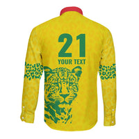 Custom Guyana Golden Jaguars Long Sleeve Button Shirt Heritage Flame Edition - Wonder Print Shop