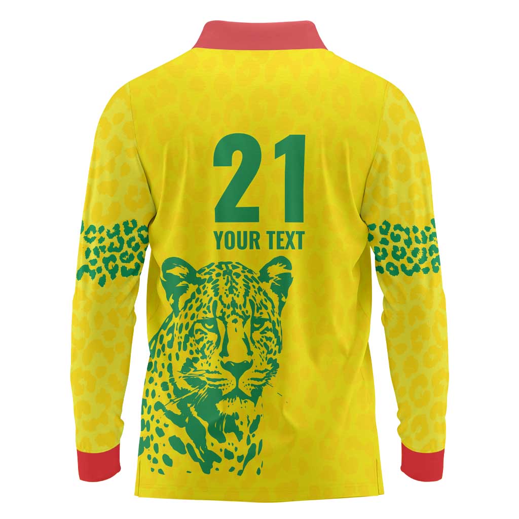 Custom Guyana Golden Jaguars Long Sleeve Polo Shirt Heritage Flame Edition - Wonder Print Shop