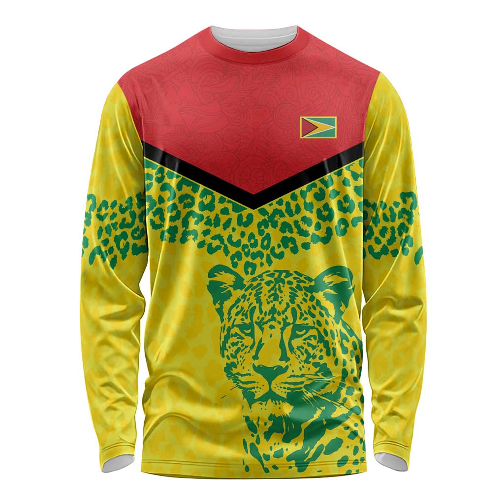 Custom Guyana Golden Jaguars Long Sleeve Shirt Heritage Flame Edition - Wonder Print Shop