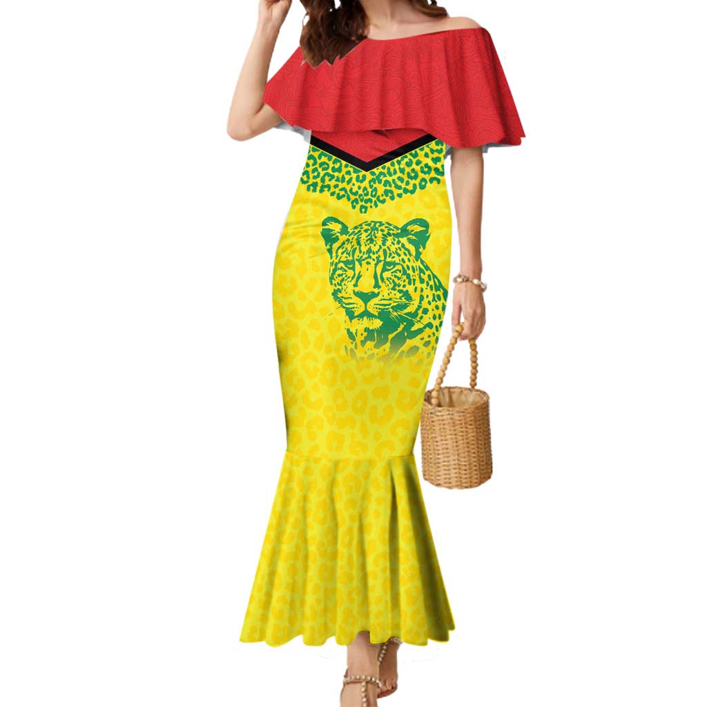 Custom Guyana Golden Jaguars Mermaid Dress Heritage Flame Edition - Wonder Print Shop