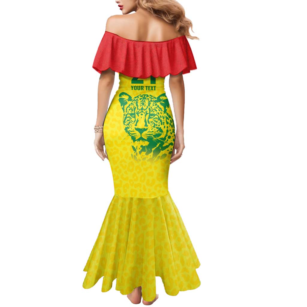 Custom Guyana Golden Jaguars Mermaid Dress Heritage Flame Edition - Wonder Print Shop