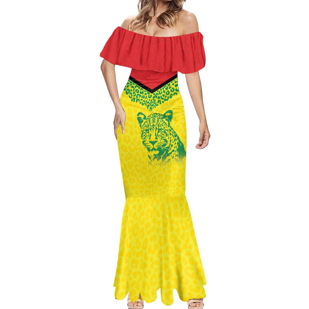 Custom Guyana Golden Jaguars Mermaid Dress Heritage Flame Edition - Wonder Print Shop