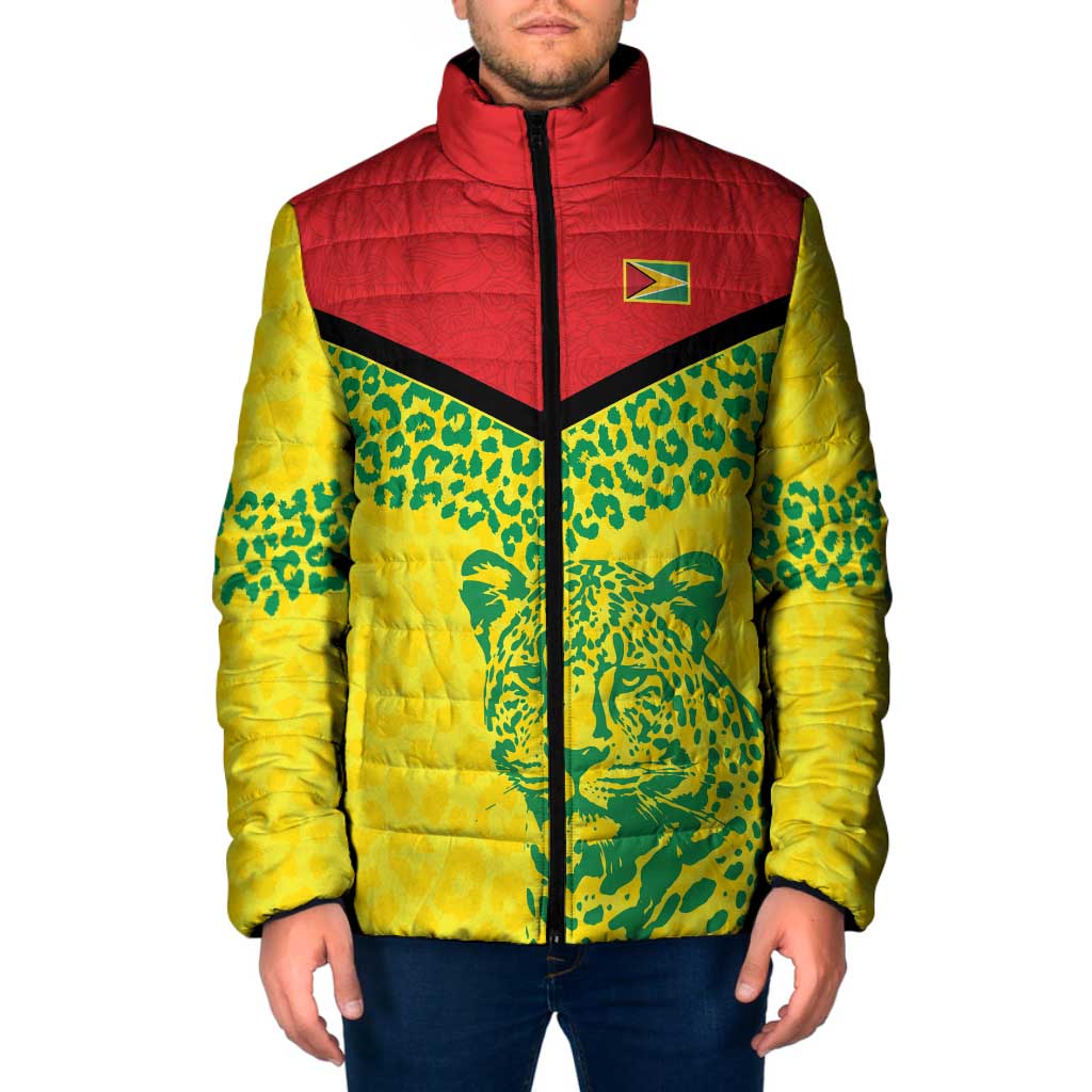 Custom Guyana Golden Jaguars Padded Jacket Heritage Flame Edition - Wonder Print Shop