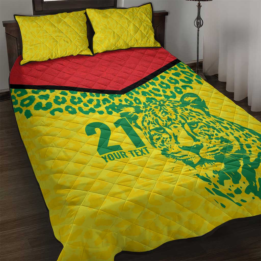 Custom Guyana Golden Jaguars Quilt Bed Set Heritage Flame Edition - Wonder Print Shop
