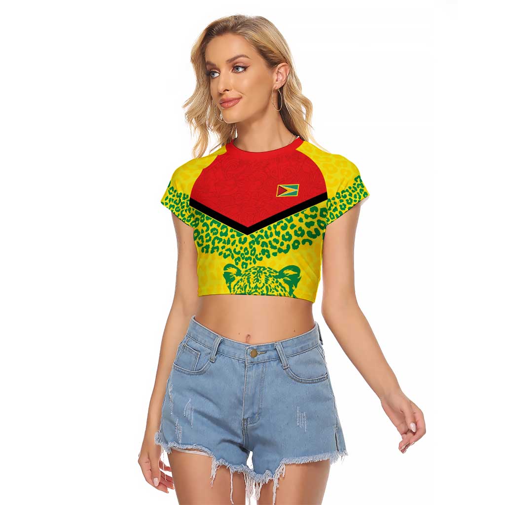 Custom Guyana Golden Jaguars Raglan Cropped T Shirt Heritage Flame Edition - Wonder Print Shop