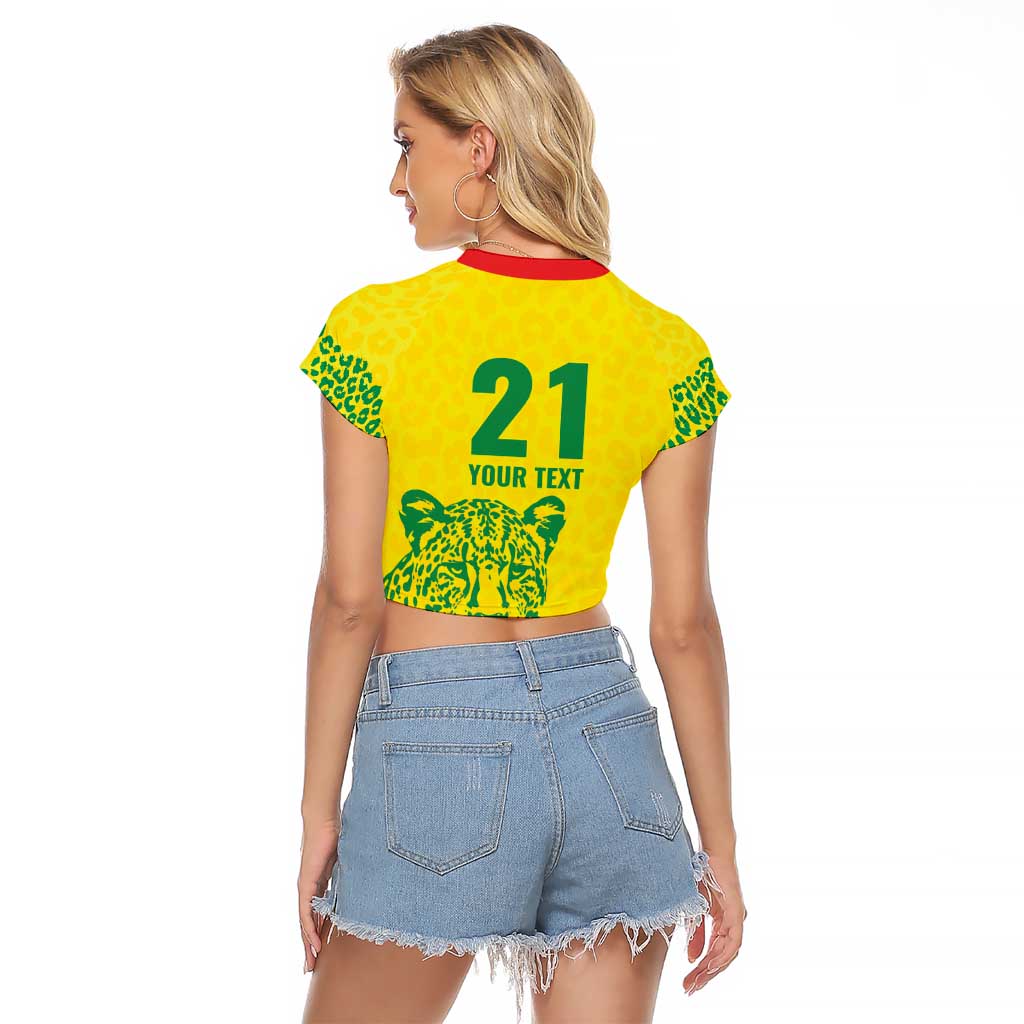Custom Guyana Golden Jaguars Raglan Cropped T Shirt Heritage Flame Edition - Wonder Print Shop