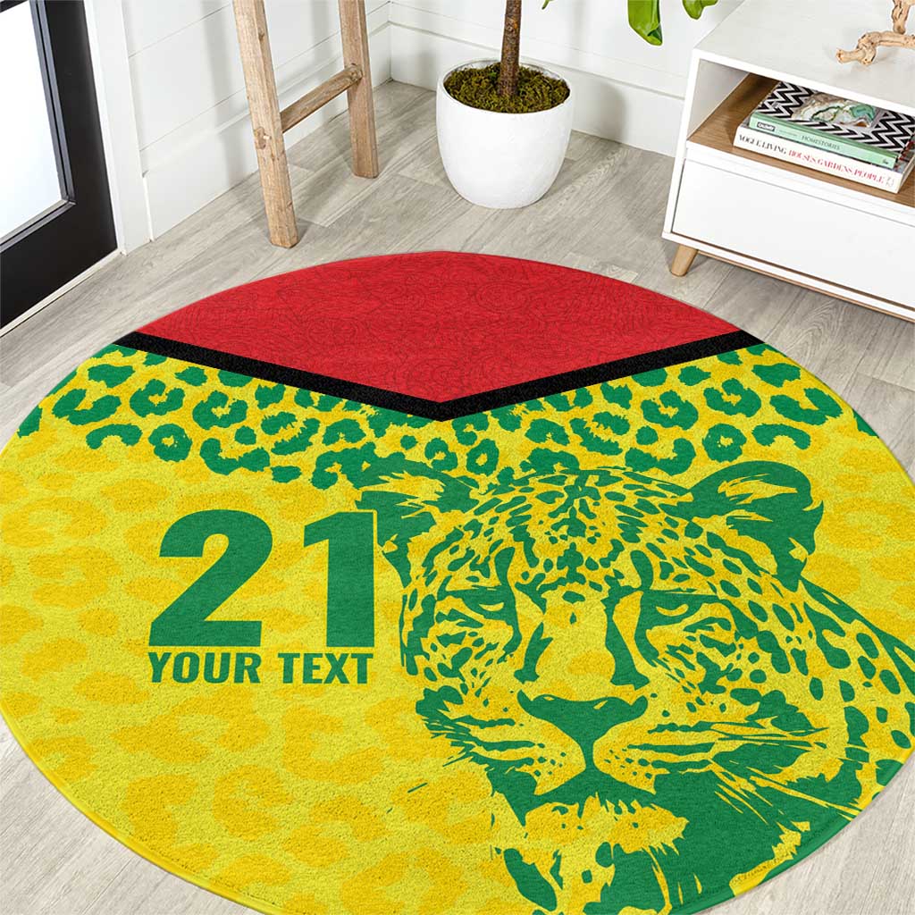 Custom Guyana Golden Jaguars Round Carpet Heritage Flame Edition - Wonder Print Shop