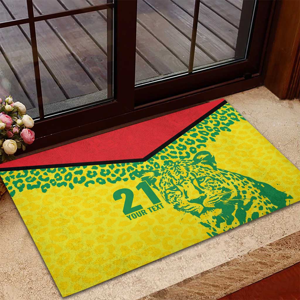 Custom Guyana Golden Jaguars Rubber Doormat Heritage Flame Edition - Wonder Print Shop