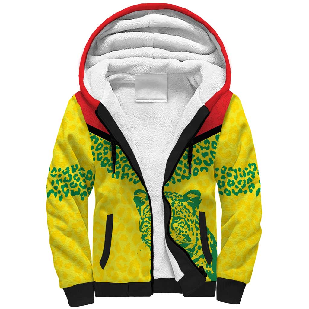 Custom Guyana Golden Jaguars Sherpa Hoodie Heritage Flame Edition - Wonder Print Shop