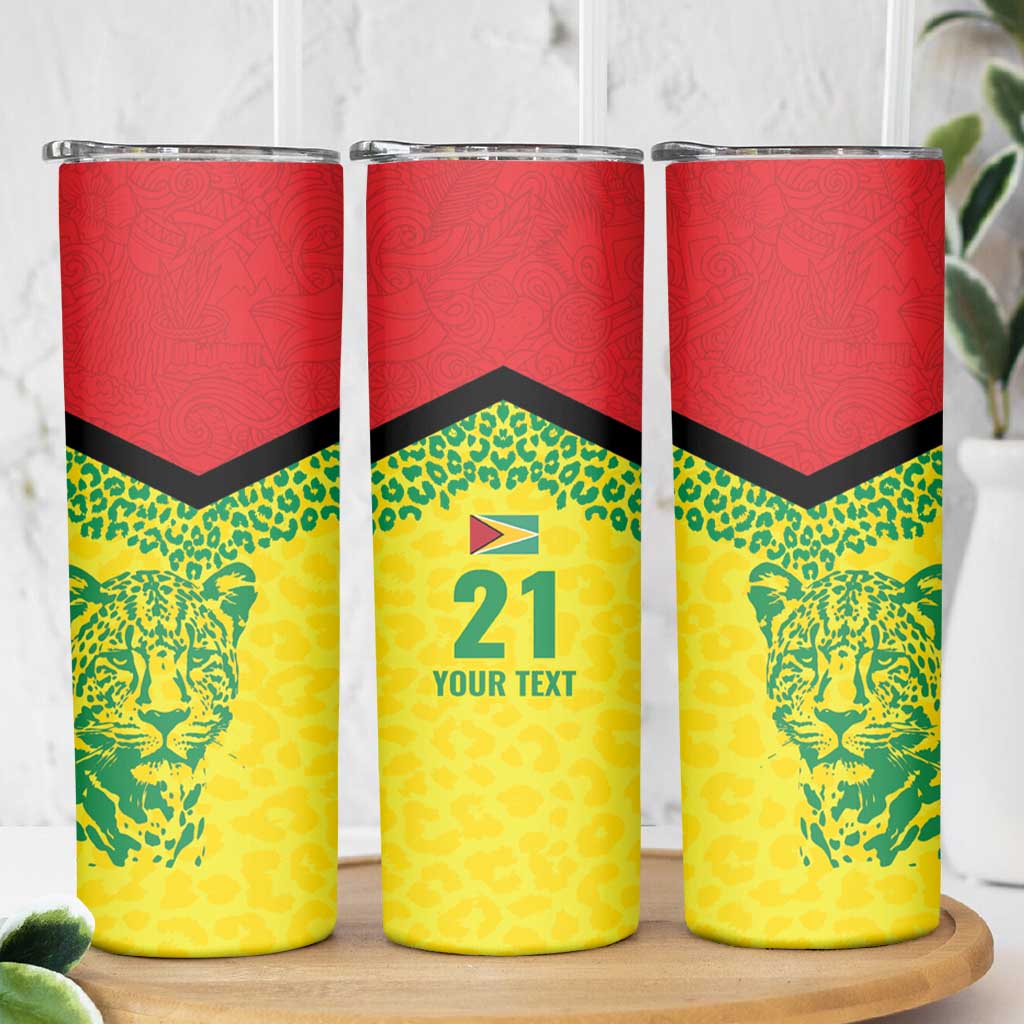 Custom Guyana Golden Jaguars Skinny Tumbler Heritage Flame Edition - Wonder Print Shop