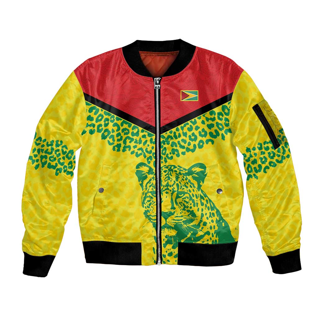 Custom Guyana Golden Jaguars Sleeve Zip Bomber Jacket Heritage Flame Edition - Wonder Print Shop