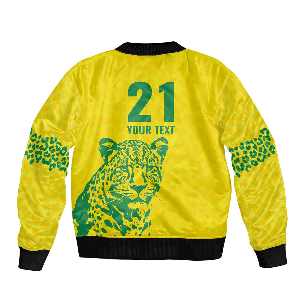 Custom Guyana Golden Jaguars Sleeve Zip Bomber Jacket Heritage Flame Edition - Wonder Print Shop