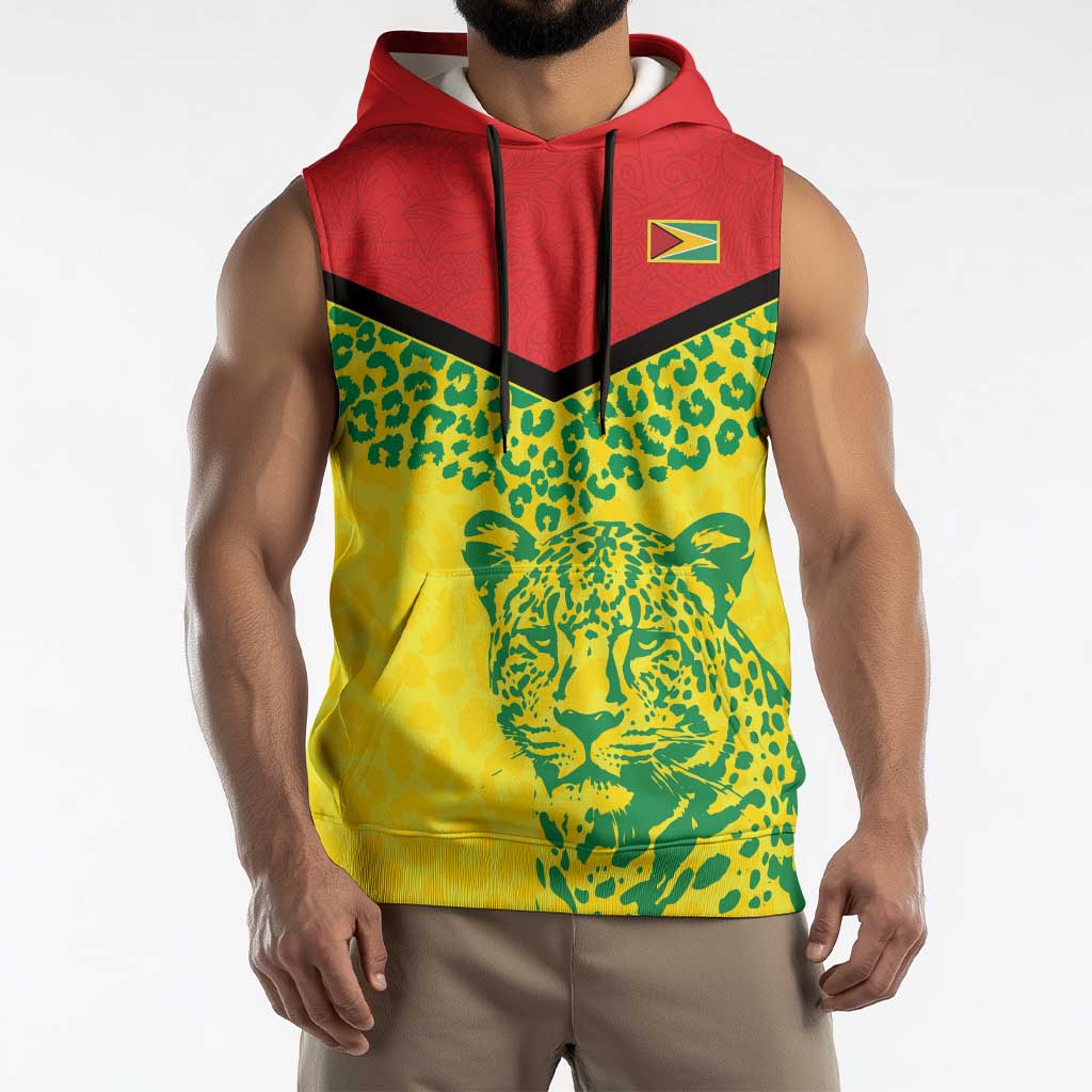 Custom Guyana Golden Jaguars Sleeveless Hoodie Heritage Flame Edition - Wonder Print Shop