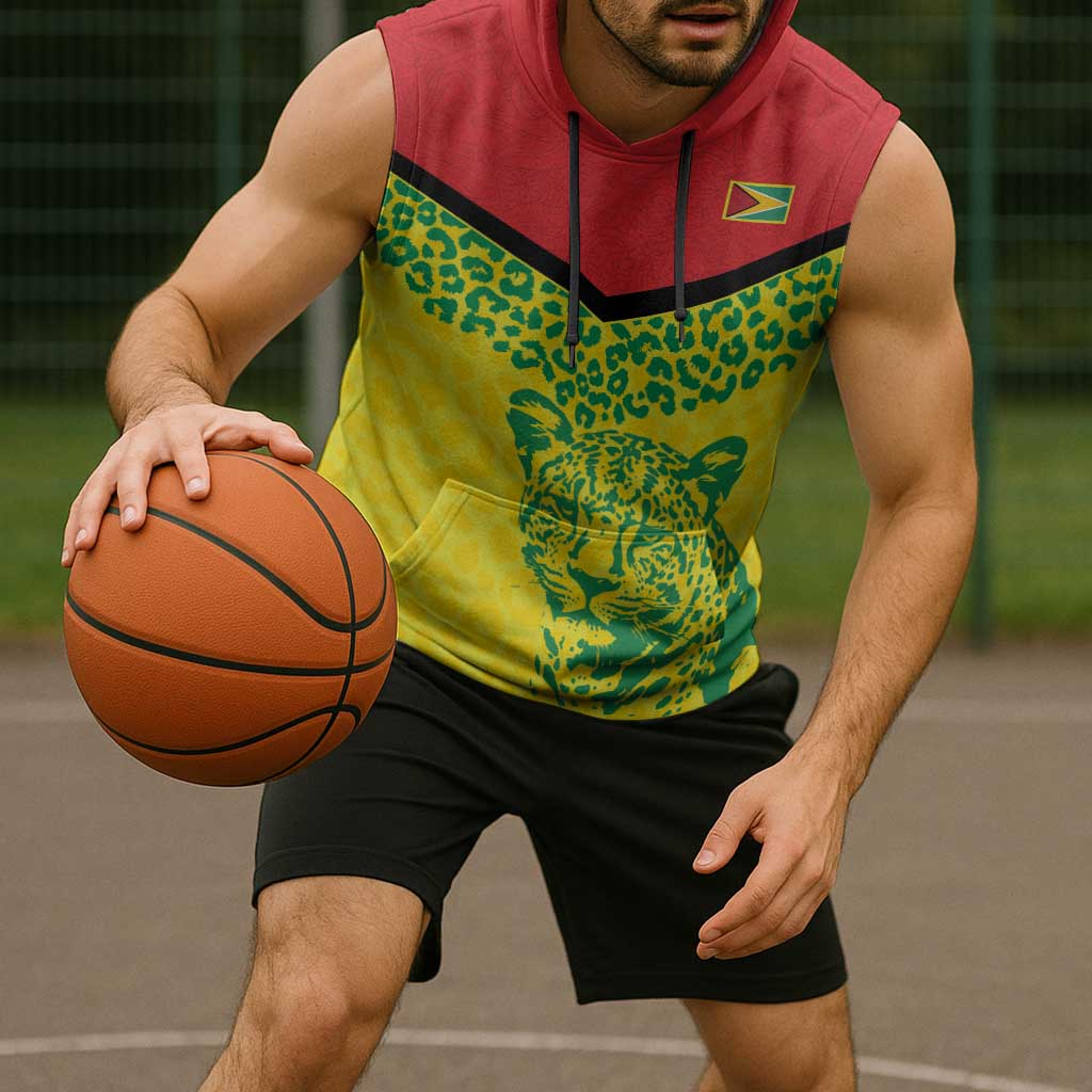 Custom Guyana Golden Jaguars Sleeveless Hoodie Heritage Flame Edition - Wonder Print Shop
