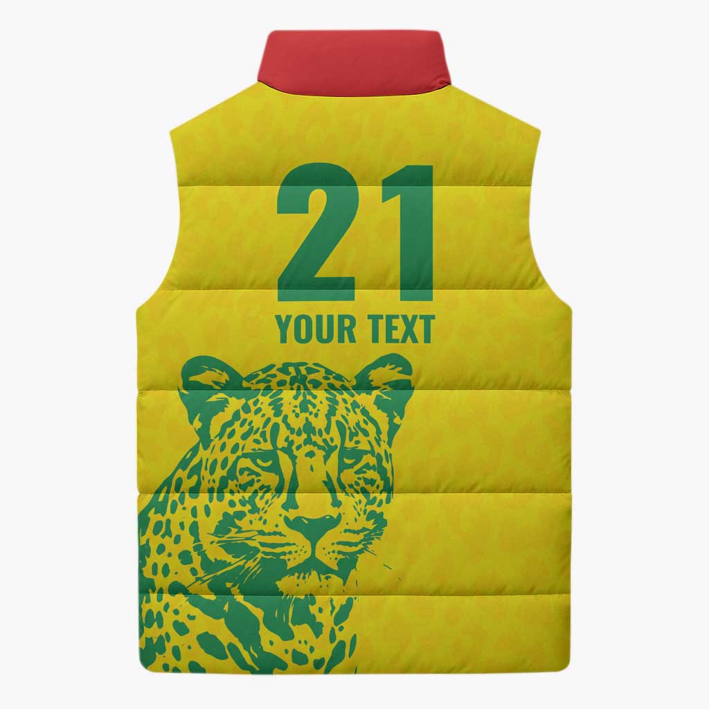 Custom Guyana Golden Jaguars Sleeveless Puffer Jacket Heritage Flame Edition - Wonder Print Shop