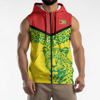Custom Guyana Golden Jaguars Sleeveless Zip Hoodie Heritage Flame Edition - Wonder Print Shop