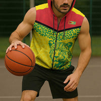 Custom Guyana Golden Jaguars Sleeveless Zip Hoodie Heritage Flame Edition - Wonder Print Shop