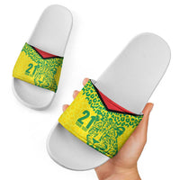 Custom Guyana Golden Jaguars Slide Sandals Heritage Flame Edition - Wonder Print Shop