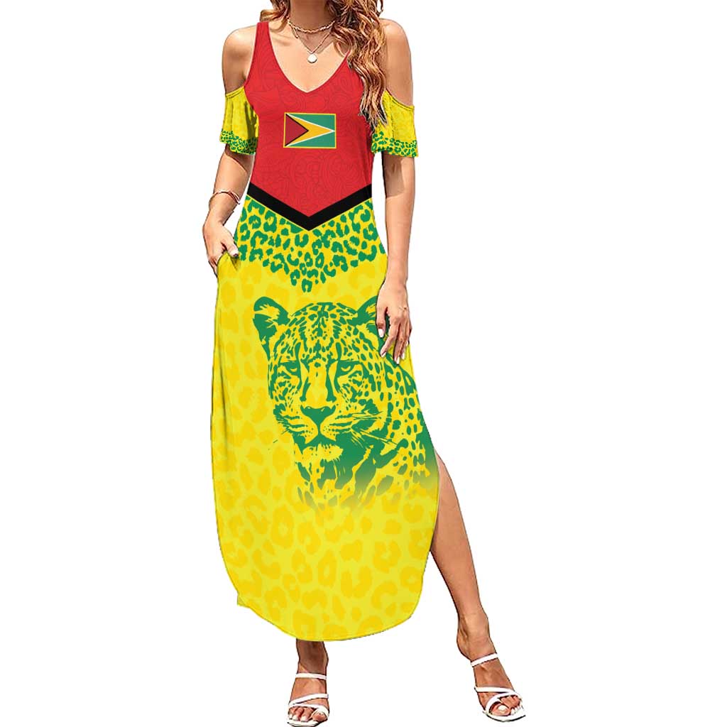 Custom Guyana Golden Jaguars Summer Maxi Dress Heritage Flame Edition - Wonder Print Shop