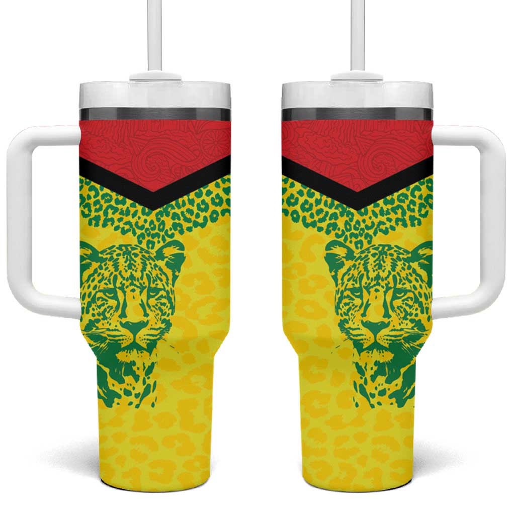 Custom Guyana Golden Jaguars Tumbler With Handle Heritage Flame Edition - Wonder Print Shop