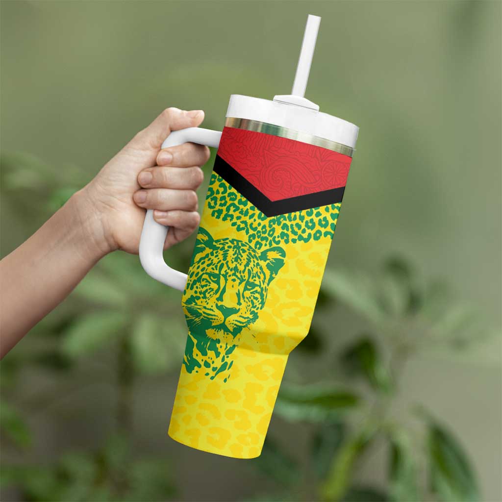 Custom Guyana Golden Jaguars Tumbler With Handle Heritage Flame Edition - Wonder Print Shop