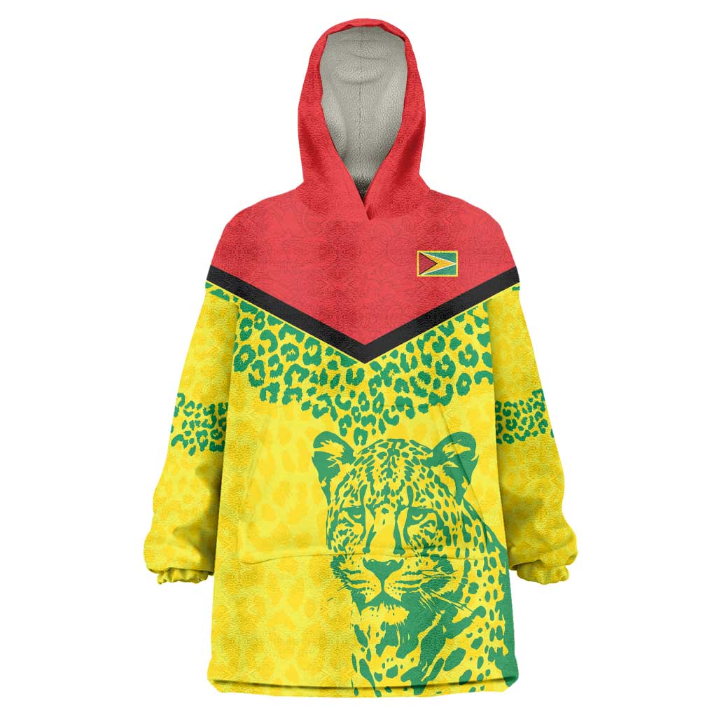 Custom Guyana Golden Jaguars Wearable Blanket Hoodie Heritage Flame Edition - Wonder Print Shop