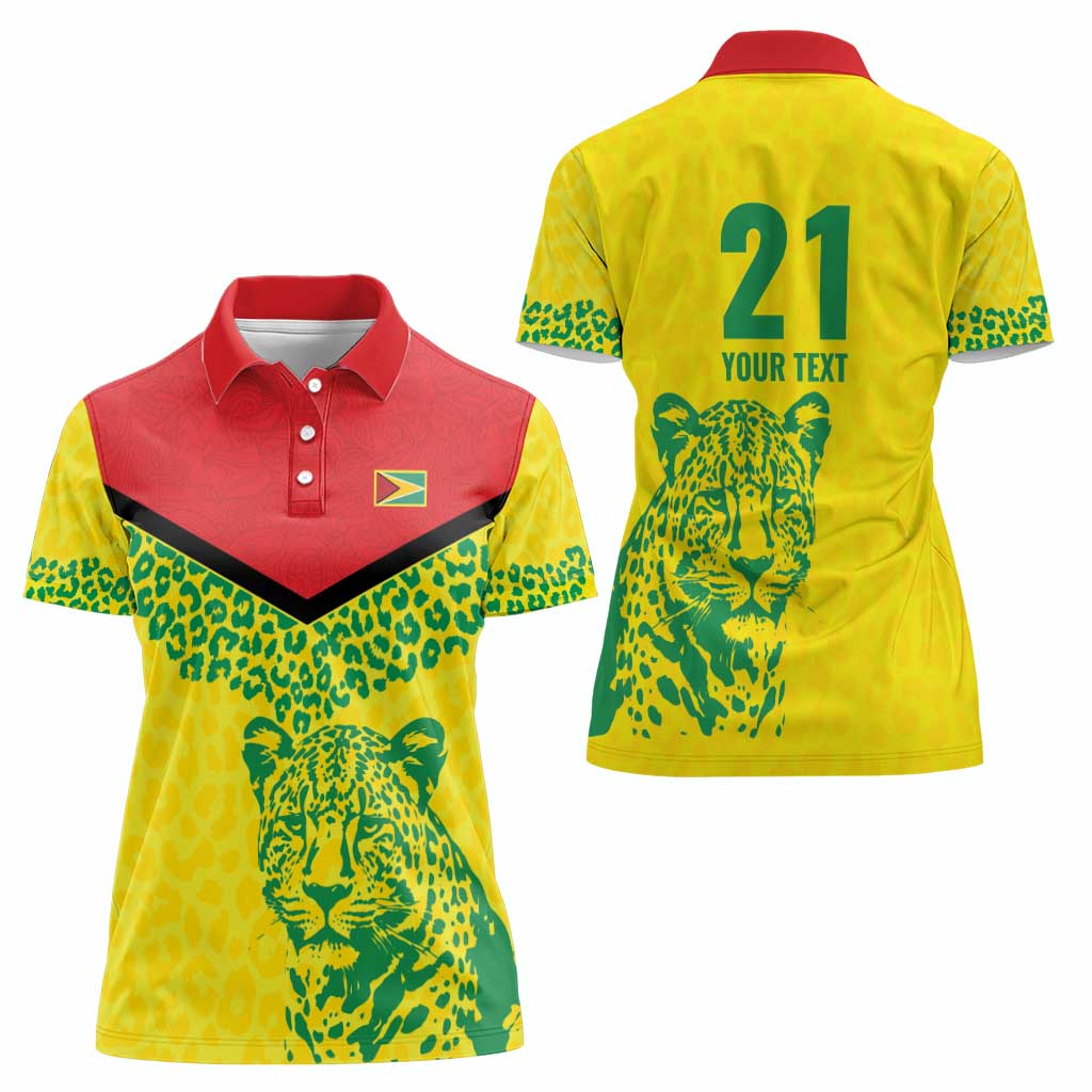 Custom Guyana Golden Jaguars Women Polo Shirt Heritage Flame Edition - Wonder Print Shop