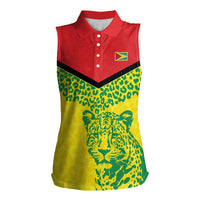 Custom Guyana Golden Jaguars Women Sleeveless Polo Shirt Heritage Flame Edition - Wonder Print Shop
