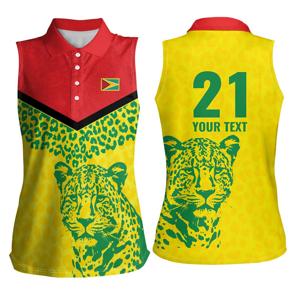 Custom Guyana Golden Jaguars Women Sleeveless Polo Shirt Heritage Flame Edition - Wonder Print Shop