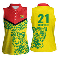 Custom Guyana Golden Jaguars Women Sleeveless Polo Shirt Heritage Flame Edition - Wonder Print Shop