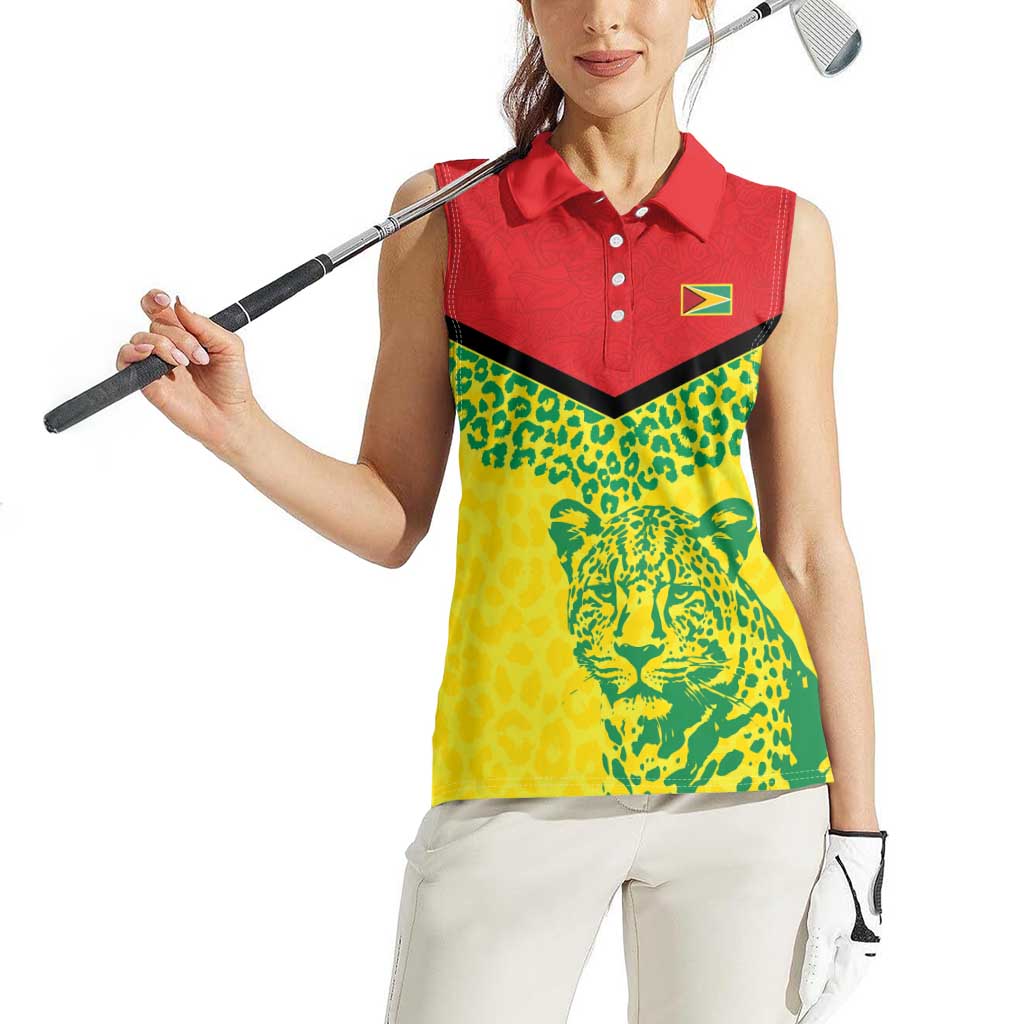 Custom Guyana Golden Jaguars Women Sleeveless Polo Shirt Heritage Flame Edition - Wonder Print Shop