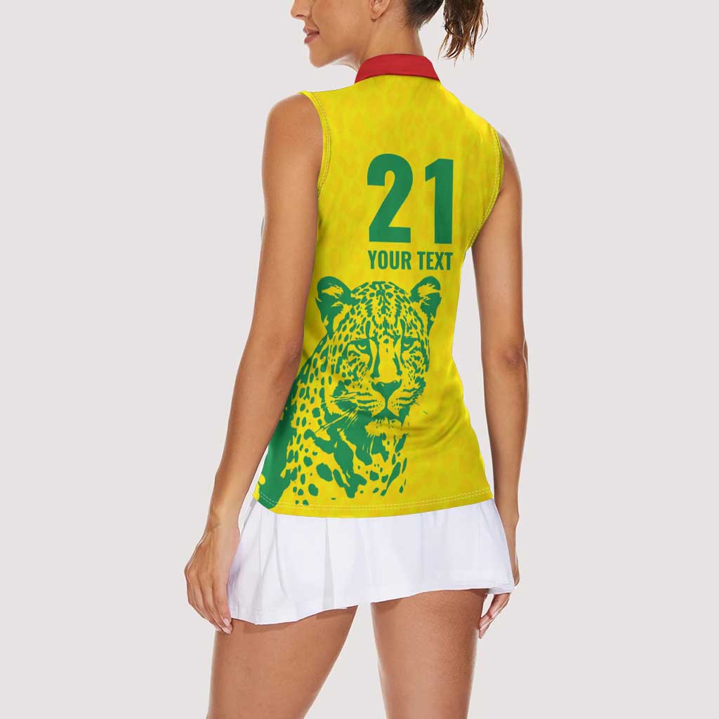 Custom Guyana Golden Jaguars Women Sleeveless Polo Shirt Heritage Flame Edition - Wonder Print Shop
