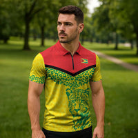 Custom Guyana Golden Jaguars Zipper Polo Shirt Heritage Flame Edition - Wonder Print Shop