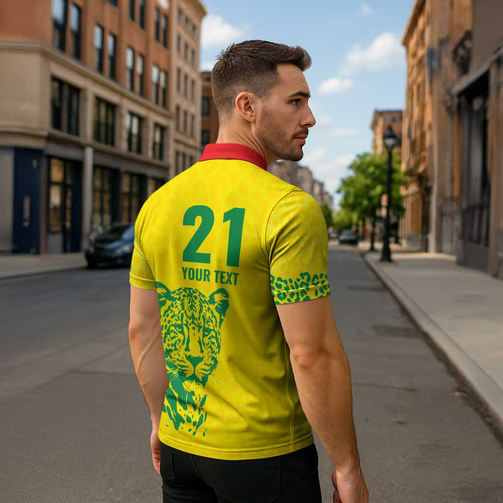 Custom Guyana Golden Jaguars Zipper Polo Shirt Heritage Flame Edition - Wonder Print Shop