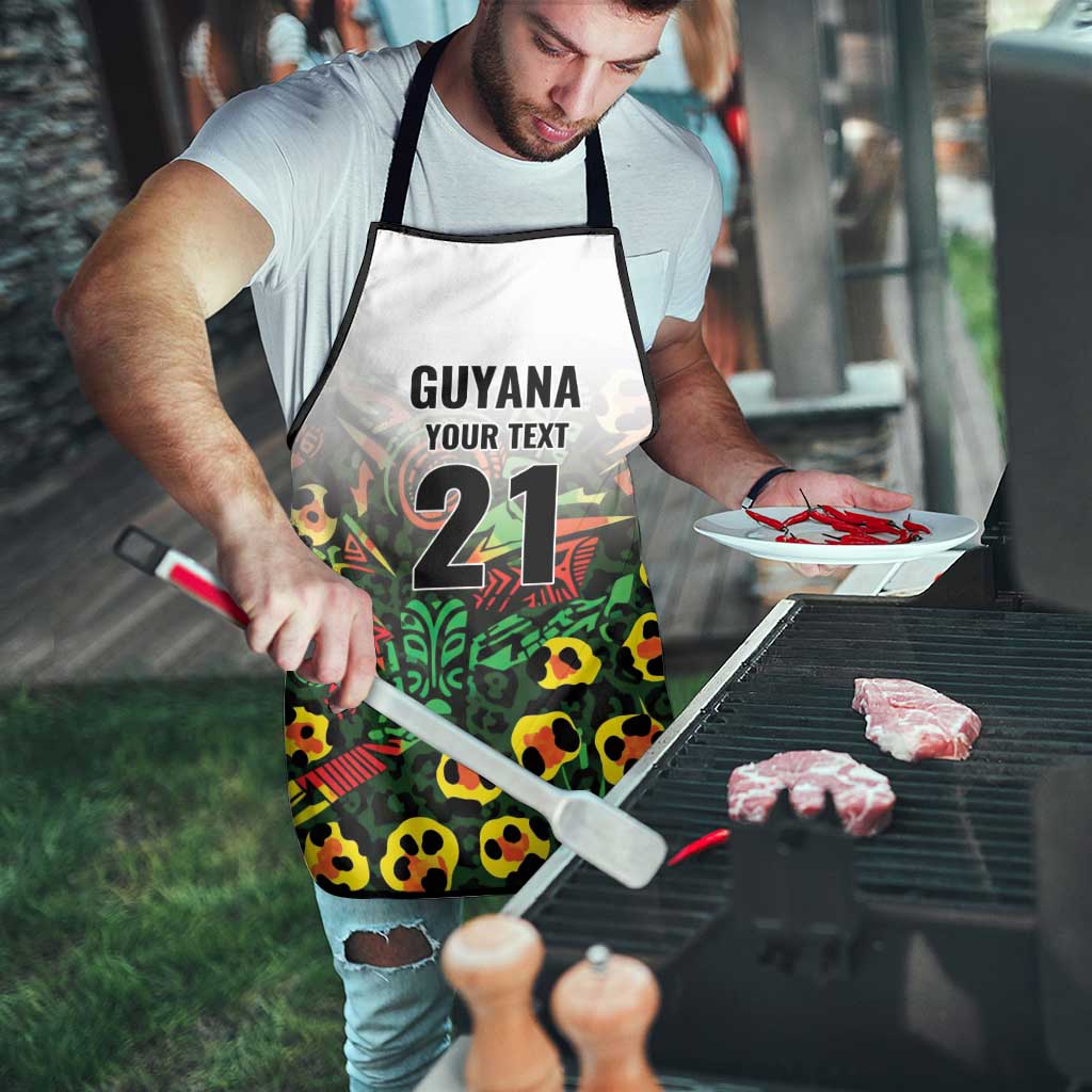 Custom Guyana Football Apron Spirit of the Jaguar - White - Wonder Print Shop