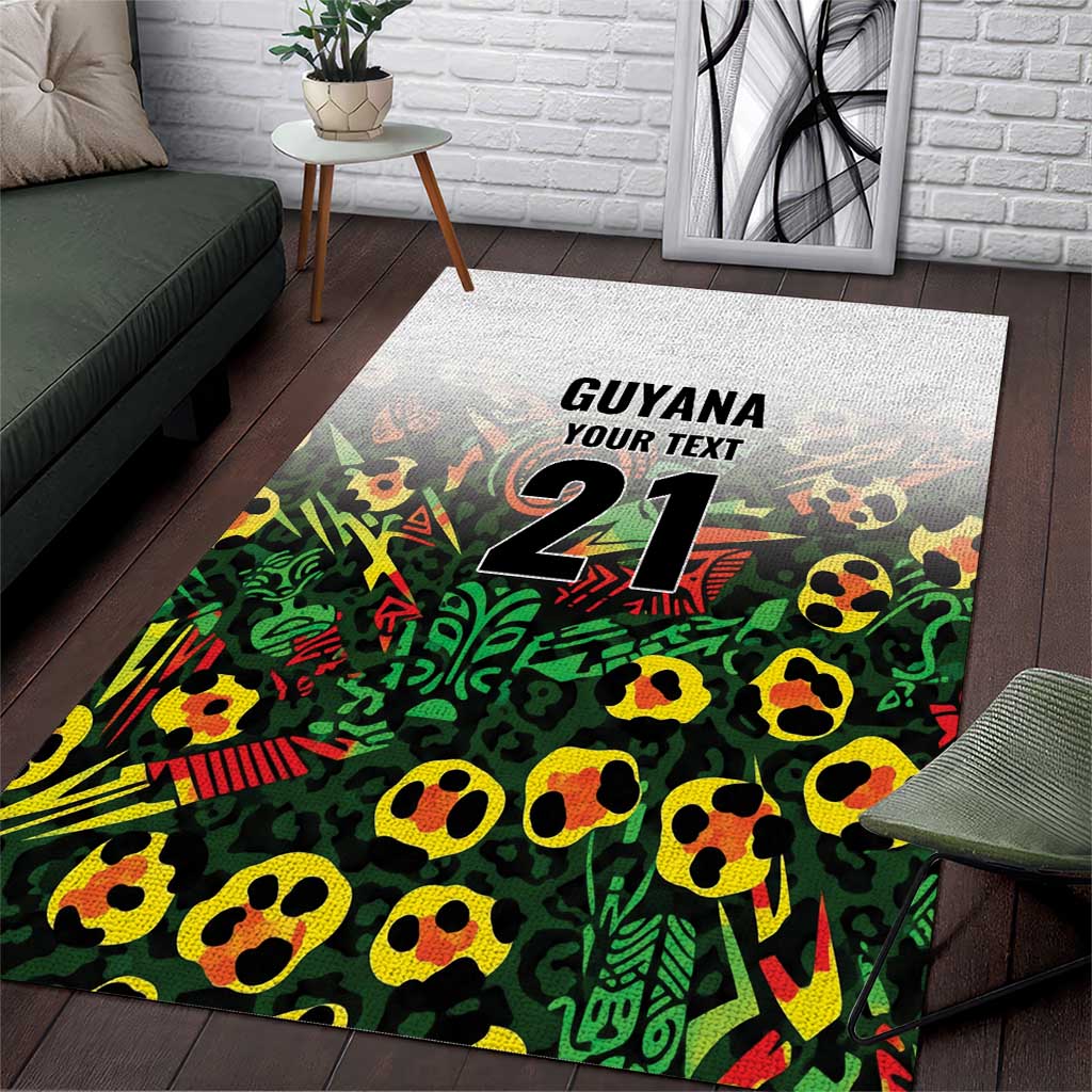 Custom Guyana Football Area Rug Spirit of the Jaguar - White - Wonder Print Shop
