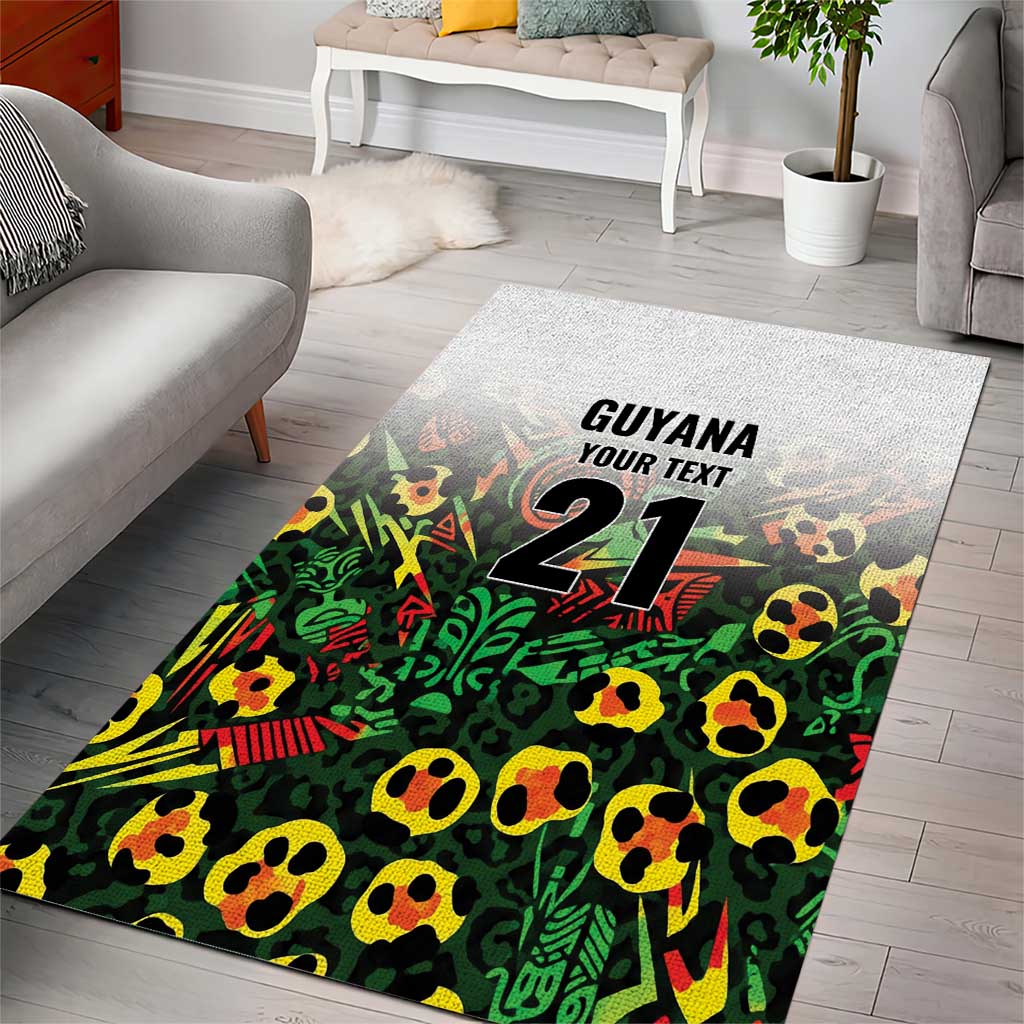 Custom Guyana Football Area Rug Spirit of the Jaguar - White - Wonder Print Shop