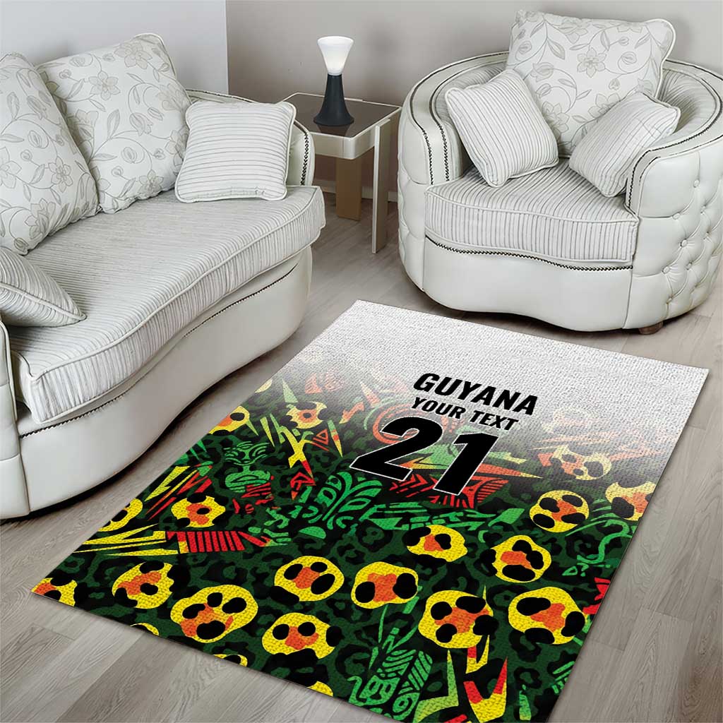 Custom Guyana Football Area Rug Spirit of the Jaguar - White - Wonder Print Shop