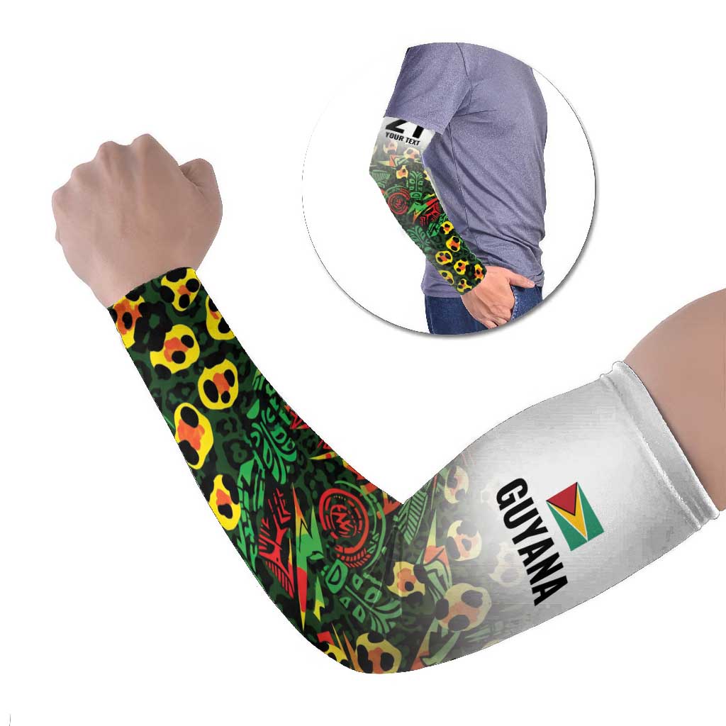 Custom Guyana Football Arm Sleeves Spirit of the Jaguar - White - Wonder Print Shop
