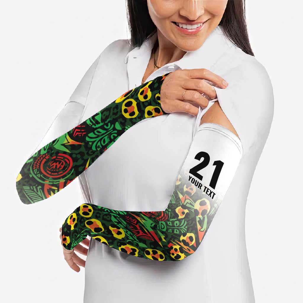 Custom Guyana Football Arm Sleeves Spirit of the Jaguar - White - Wonder Print Shop